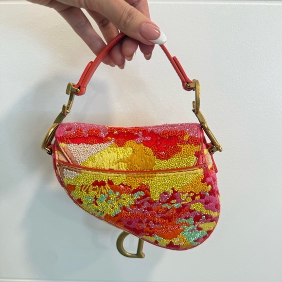 Dior Multicolor Mini Beaded Saddle Bag - Picture 2 of 5